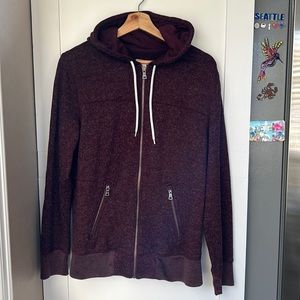 Merona Hoodie Size Mesium Men’s Red Maroon Sweatshirt Hooded Soft Full Zip